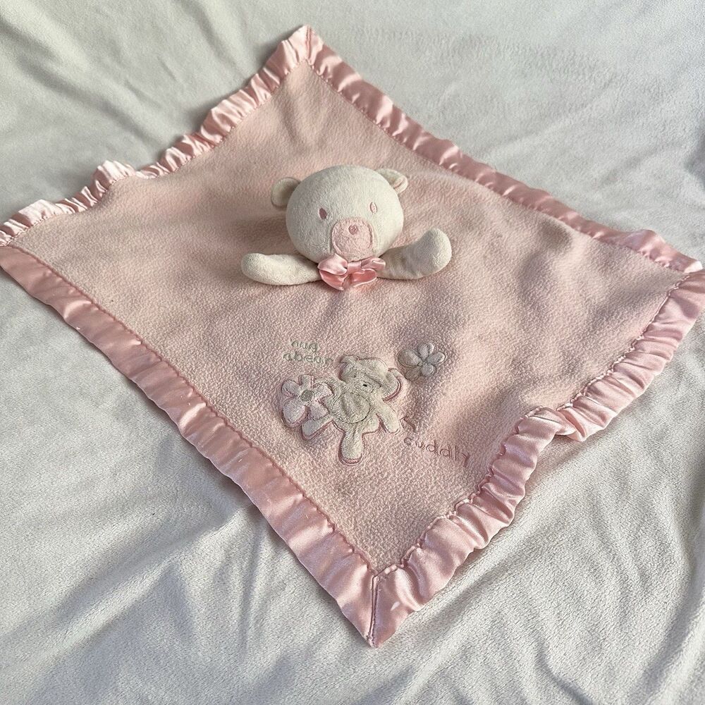 Vintage Carters Hug A Bear Cuddly Pink Baby Lovey Plush Security Blanket Satin